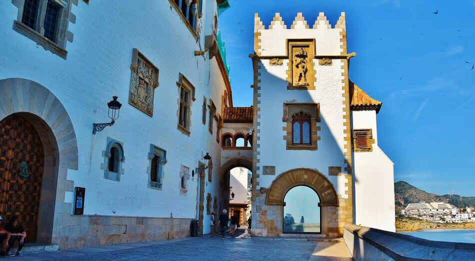 Town centre and narrow street in Sitges