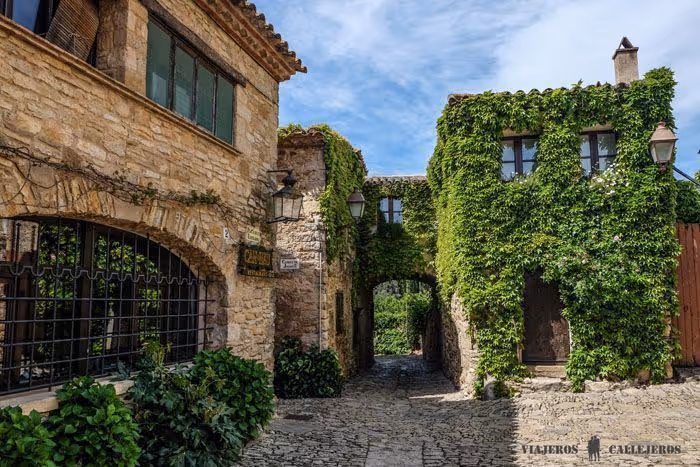 Cobbled street and stone houses in Peratallada