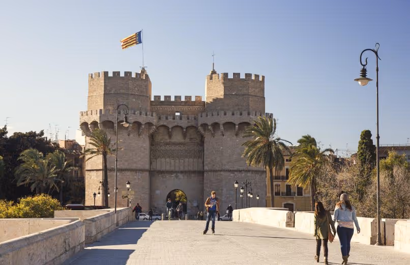 Torres de Serranos, Turia Gardens in Valencia