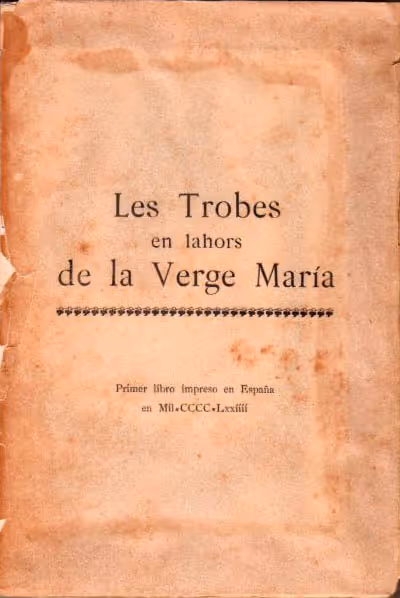 First literary work printed in Valencia