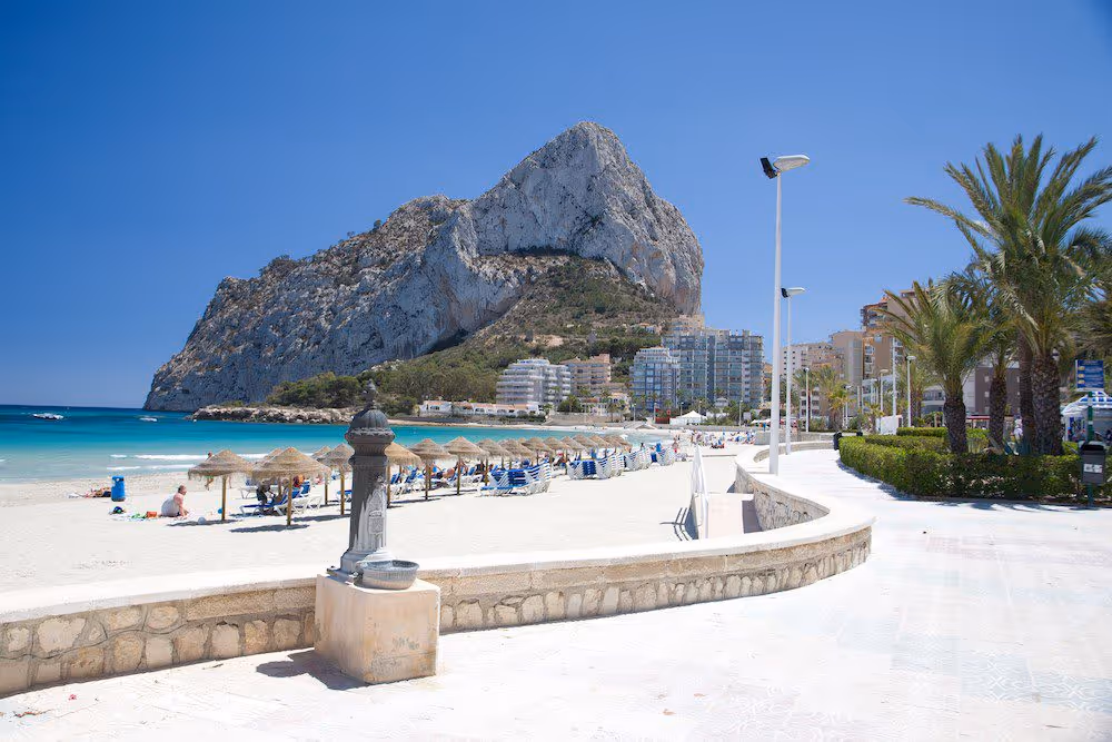 Calpe beach with its rock in the distance