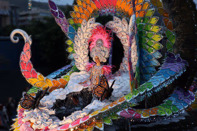 Colourful traditional float at the Santa Cruz de Tenerife carnival