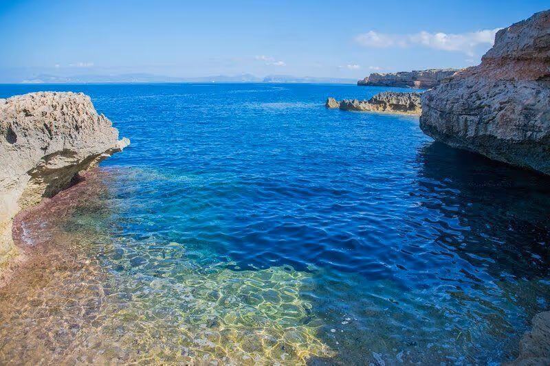 Cove in Formentera with clear, translucent water