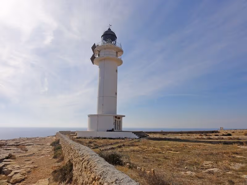 White lighthouse at Cap de Barbaria