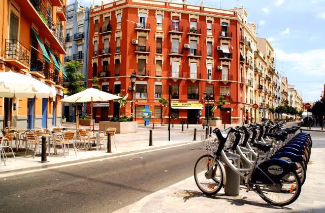 Street in Ruzafa with Valenbisi bikes