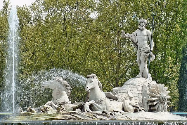 Fountain with horses in Madrid